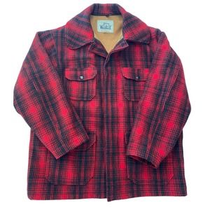 Vtg Woolrich 503 Mackinaw Coat Men's 44 Heavy Red Buffalo Plaid Barn Hunting